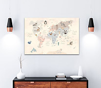 Obraz Zvieratká na mape sveta 1880